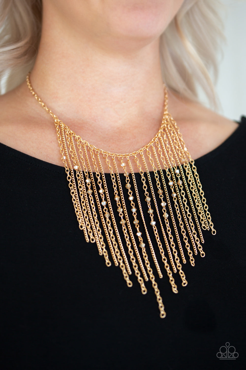 First Class Fringe Gold Necklace Set