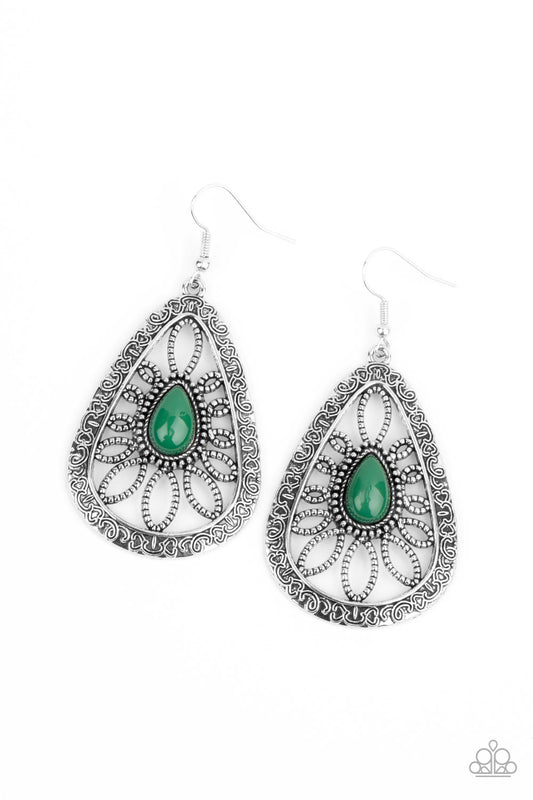 Floral Frill Green Earrings