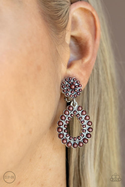 Discerning Droplets Brown Clip-On Earrings