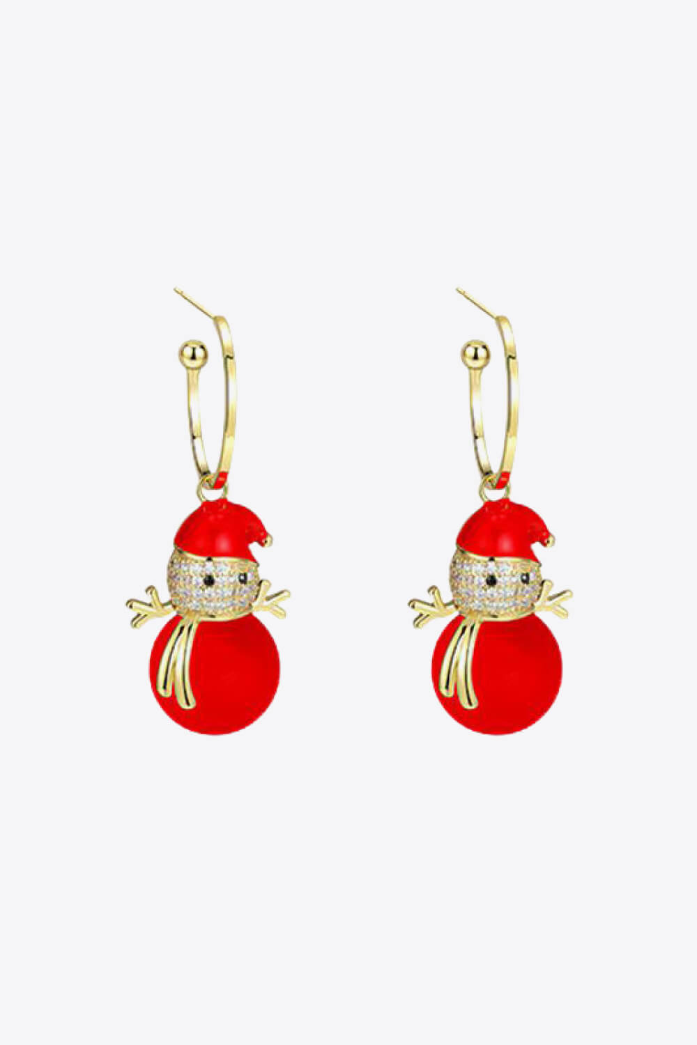 Christmas Rhinestone Pearl Snowman Drop Earrings