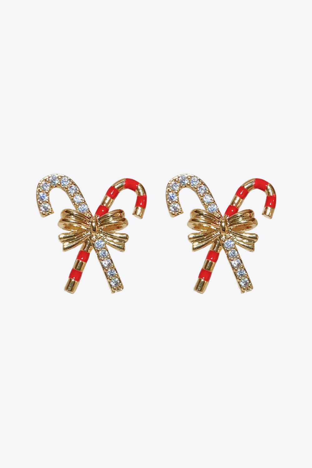 Christmas Candy Cane Cubic Zirconia Earrings