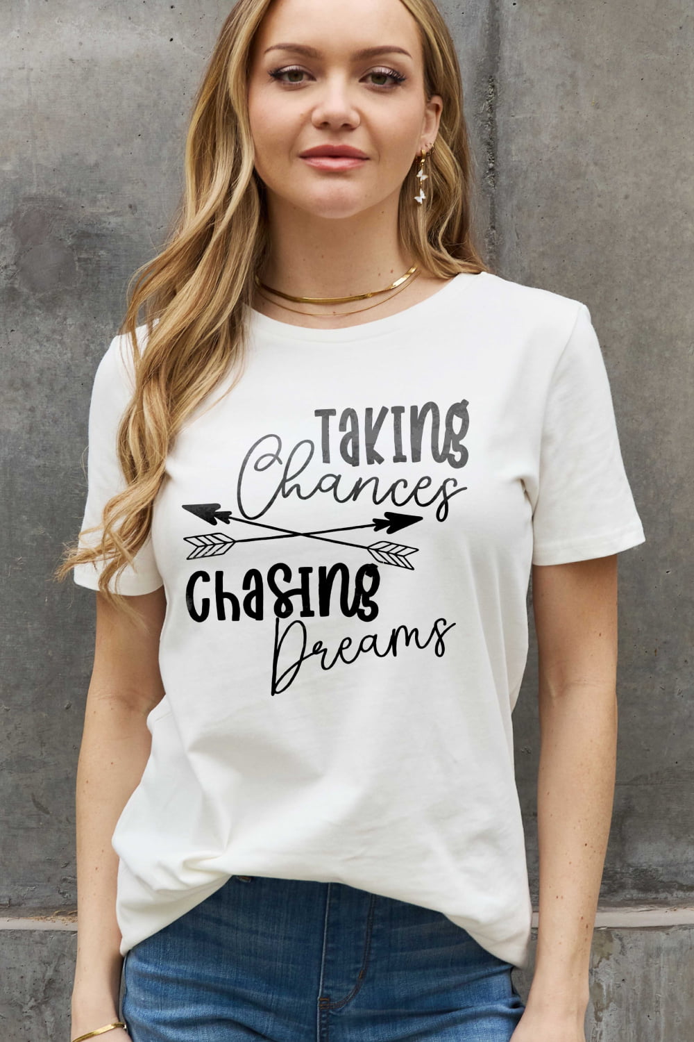 Simply Love Full Size TAKING CHANCES CHASING DREAMS Graphic Cotton Tee